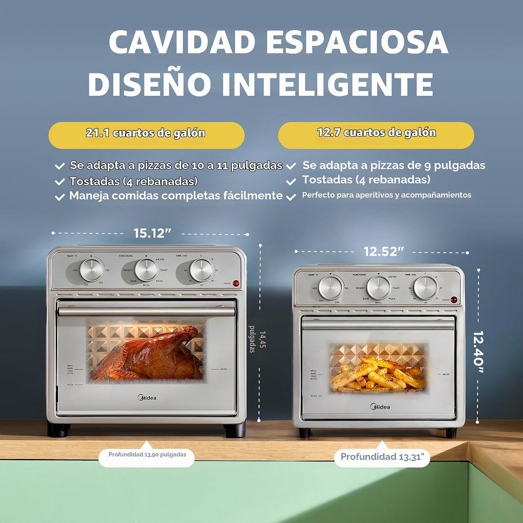 Freidora de aire Midea Neo - Combo de horno tostador, 21.1 cuartos de galón, acero