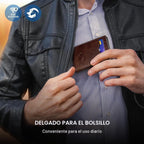 Cartera para hombre, tarjetero desplegable delgado con bloqueo RFID, billetera triple minimalista con 10 ranuras para tarjetas, bolsillo para efectivo y 2 ventanas para identificación, funda