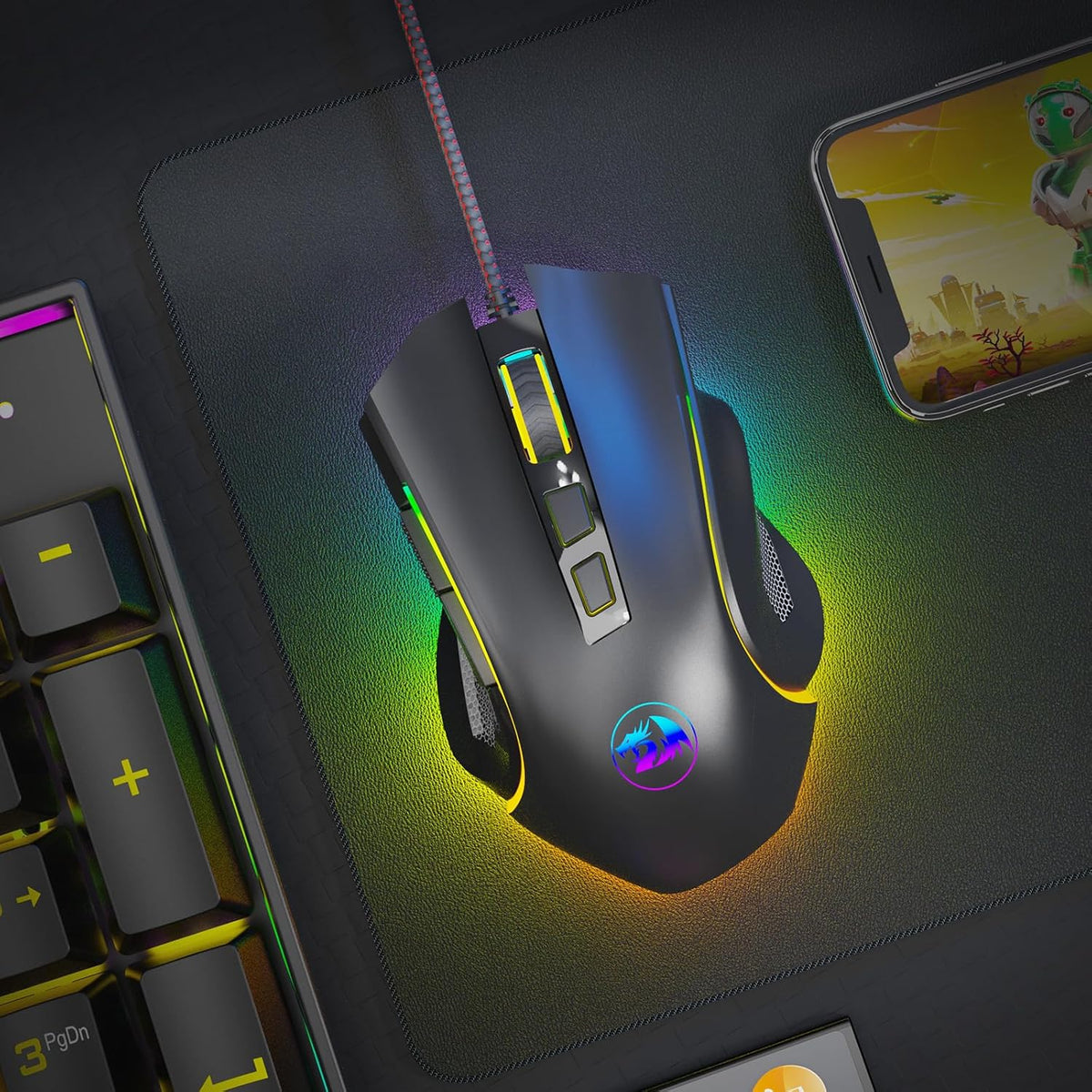 Redragon M602 Mouse para juegos, mouse ergonómico RGB para juegos c...