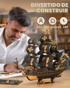 ROKR Seahorse Barque - Rompecabezas de madera 3D para adultos, kit de modelo de velero, ensamblaje de 603 piezas, velero a escala 1:100 MCB02