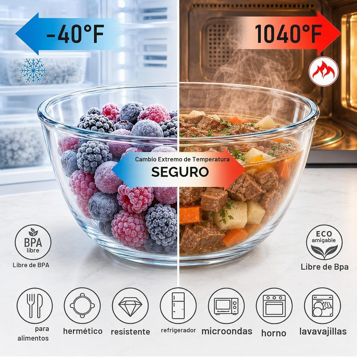 Juego de 7 cuencos para mezclar con tapas herméticas, cuenco de vidrio apto