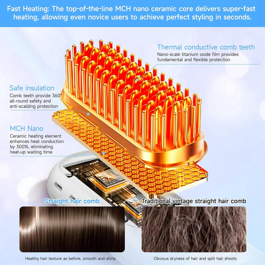 Cepillo alisador de cabello inalámbrico \u2013 Go Brush Pro para ca...