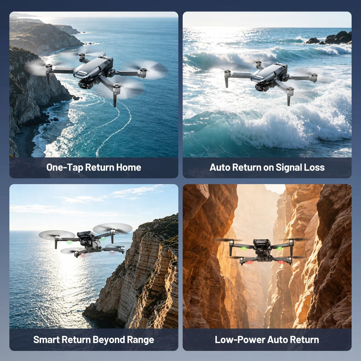 Drone GPS con cámara 4K UHD para adultos, alcance de 1640 pies, retorno automático a casa, sígueme, cardán de 3 ejes, aplicación y control remoto, amarillo