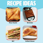 Mini Sandwichera Tasty, Hace Sánidwiches, Paninis, Queso a la Parrilla, Postres, Resultados Rápidos, Fácil Limpieza, 600W, Aqua