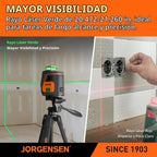 JORGENSEN Nivel láser de 360° con trípode, nivel láser recargable de 100 pies