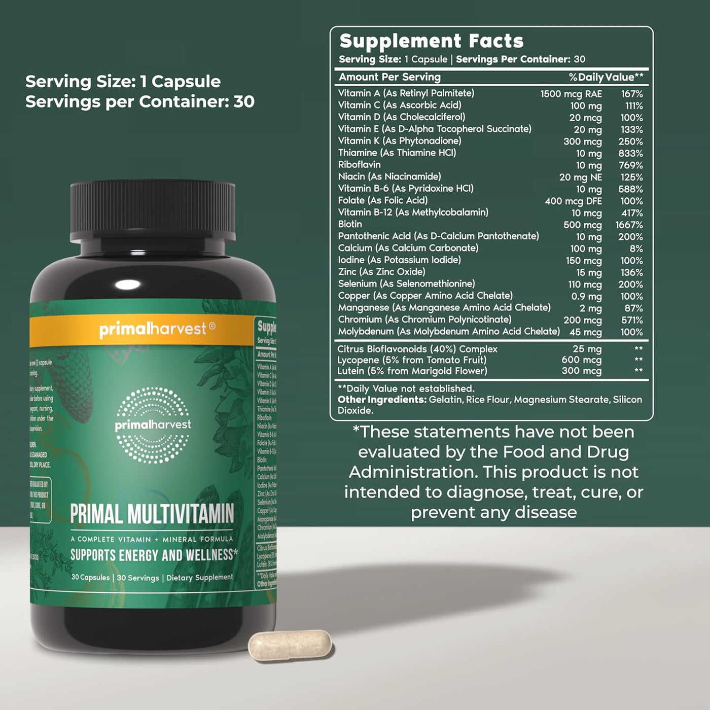 Primal Harvest Primal Multivitamin - Suplemento diario de multivita...
