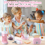 Juguetes de electrodomésticos de cocina, juego de accesorios de cocina para niños, juguetes de cocina de simulación para niños de 4 a 8 años, cafetera, mezcladora, tostador con luces y sonidos