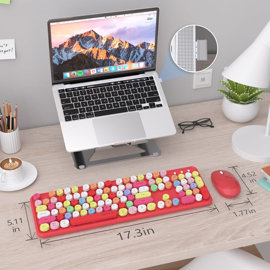 UBOTIE Teclado inalámbrico colorido para computadora y mouse óptico...