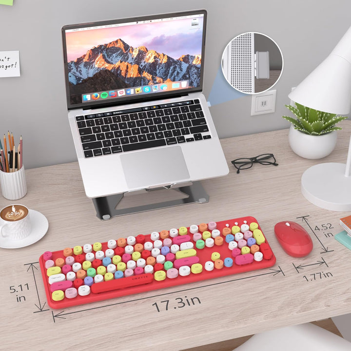 UBOTIE Teclado inalámbrico colorido para computadora y mouse óptico...