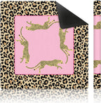 Alfombra Mahjong de neopreno con estampado de leopardo 31.5 x 31.5