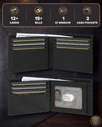 Cartera de piel auténtica con cadena para hombre: cartera RFID para