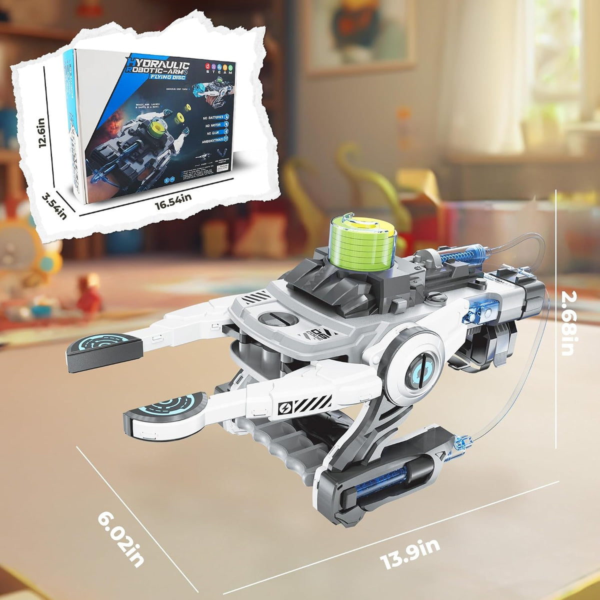 Juguete mecánico robótico STEM de mano, kit de ingeniería de bricolaje para niños mayores de 8 años (blanco)