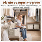 StorageWorks Contenedores de almacenamiento de tela con tapas, contenedores