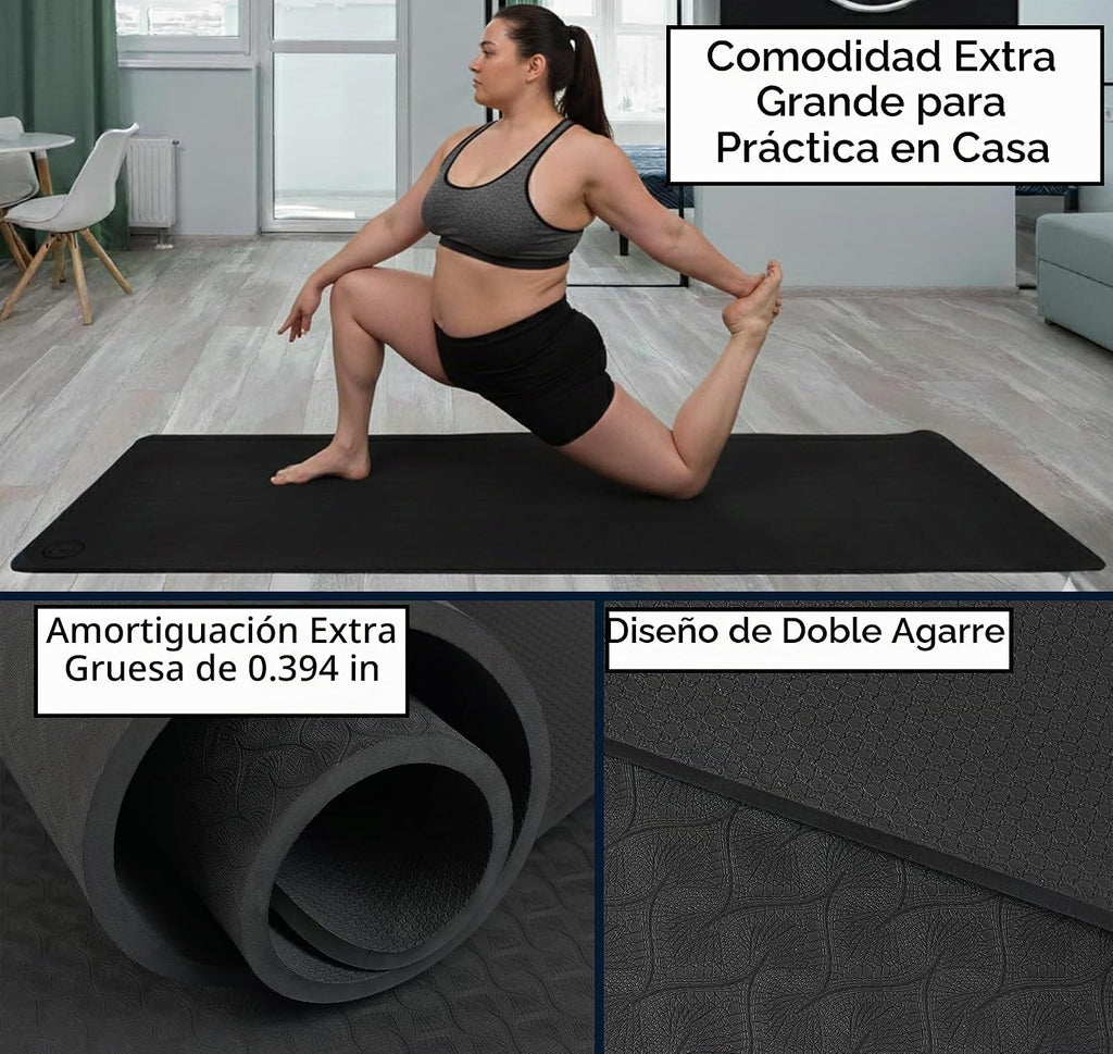 Esterilla de yoga extra grande XL, ancha y larga, extra gruesa