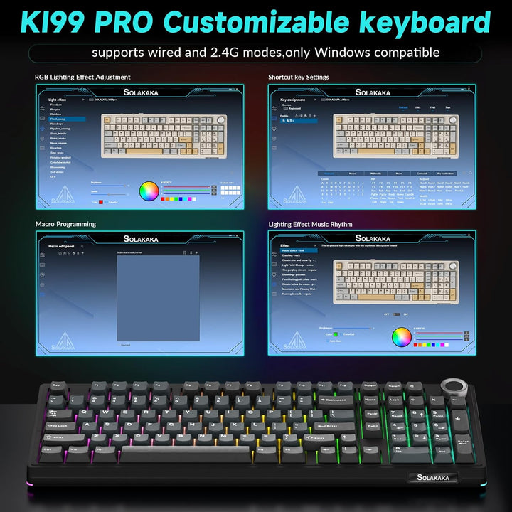 SOLAKAKA KI99 Pro - Teclado mecánico inalámbrico con interruptor si...