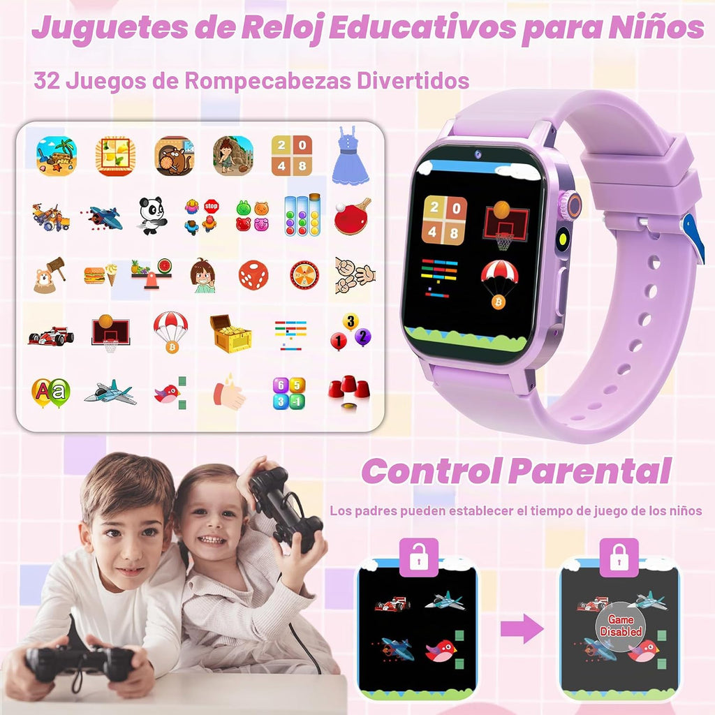 Phyulls Relojes inteligentes para niños con 32 juegos de rompecabezas
