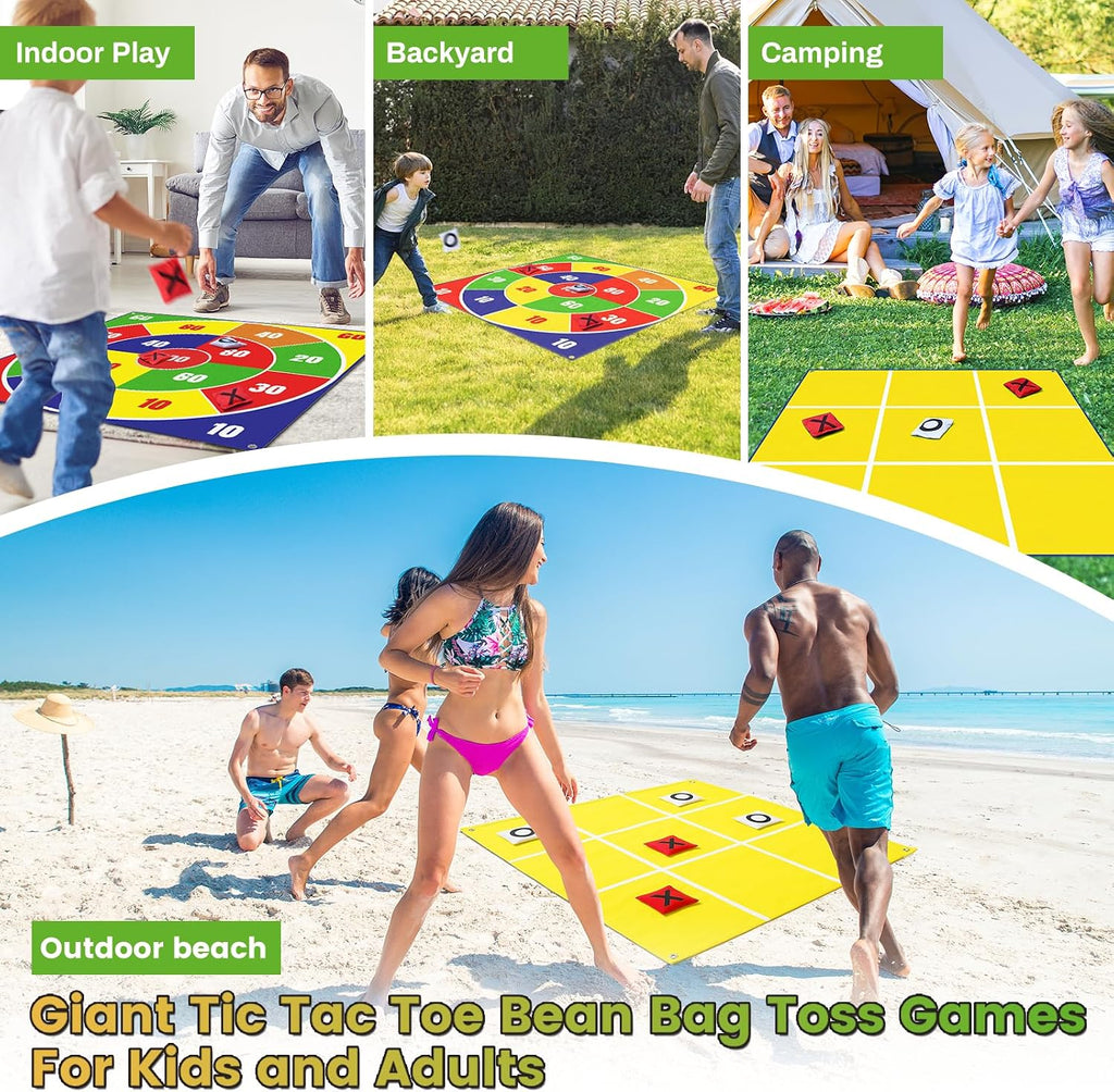 Juego gigante 2 en 1 para lanzar bolsas de frijoles de Pascua y grandes juegos al aire libre para niños adultos - 4.5 pies gigantes exteriores para césped, campamento, campo, día de juegos para niños,