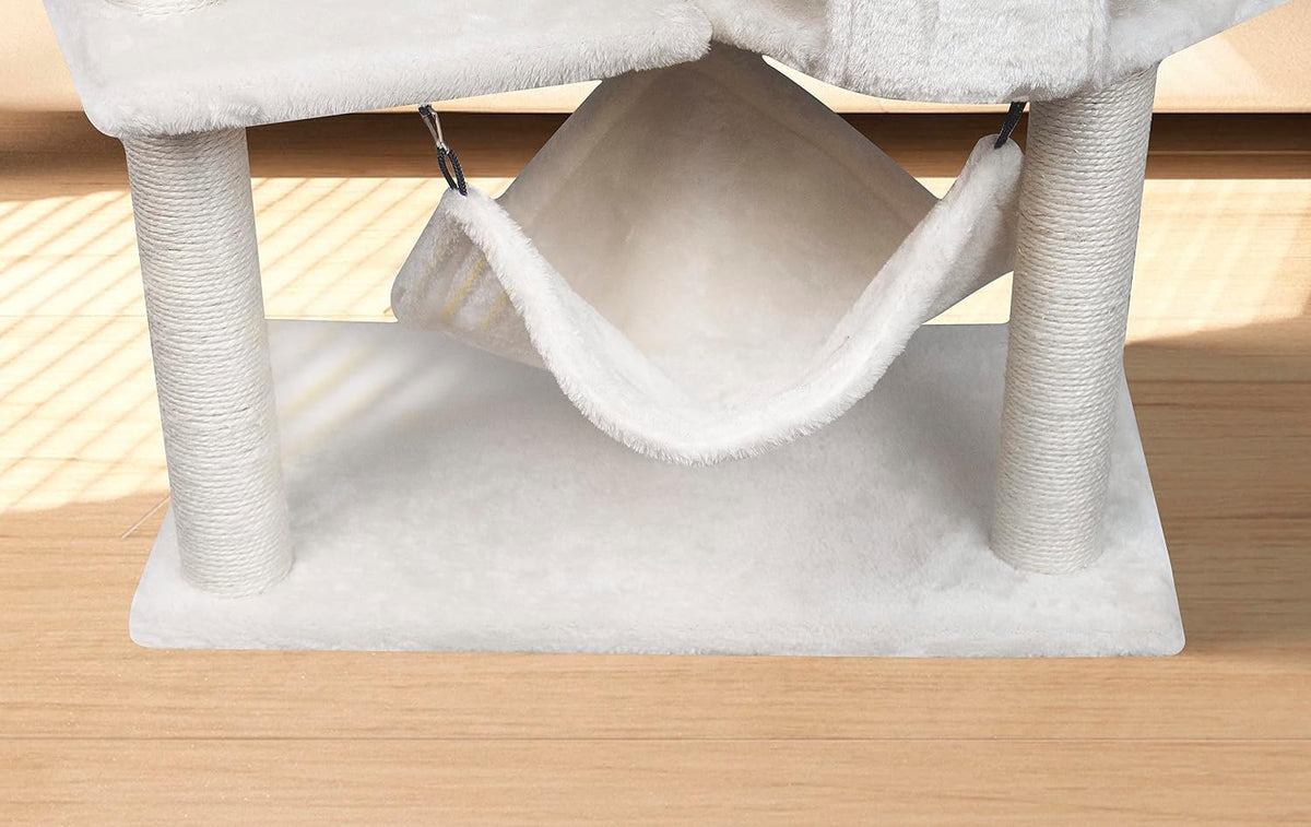 YUNIQUE Árbol para gatos de 39.4 pulgadas con condominio para gatos y hamaca grande, beige