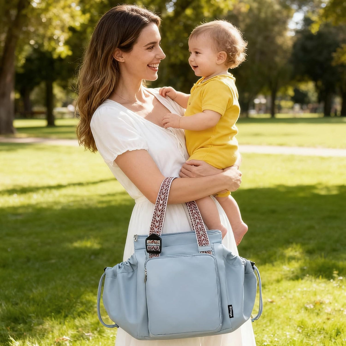 Bolsa de uso diario para mujer, espaciosa bolsa de pañales con 16 bolsillos, bolsa de viaje duradera, elegante bolsa de hombro de trabajo