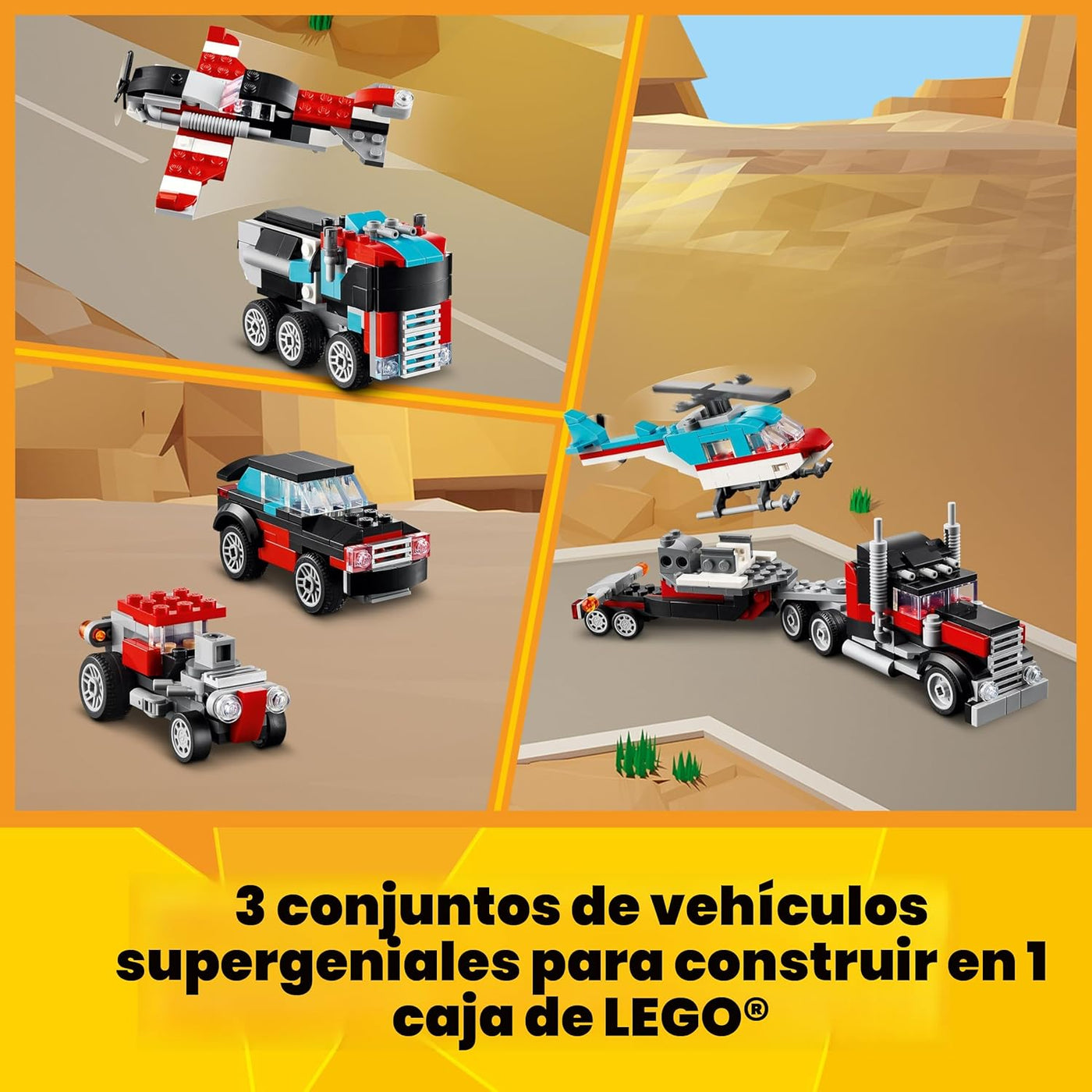 LEGO Creator 31146 - Camión de cama plana 3 en 1 con