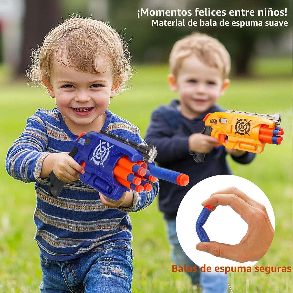 Paquete de 2 pistolas Blaster para niños de 3 años en adelante, 80 dardos de espuma suave, 2 objetivos y 2 correas de muñeca, juguetes de pistola regalos para edades de 8 a 12 años, Rellenos de Media