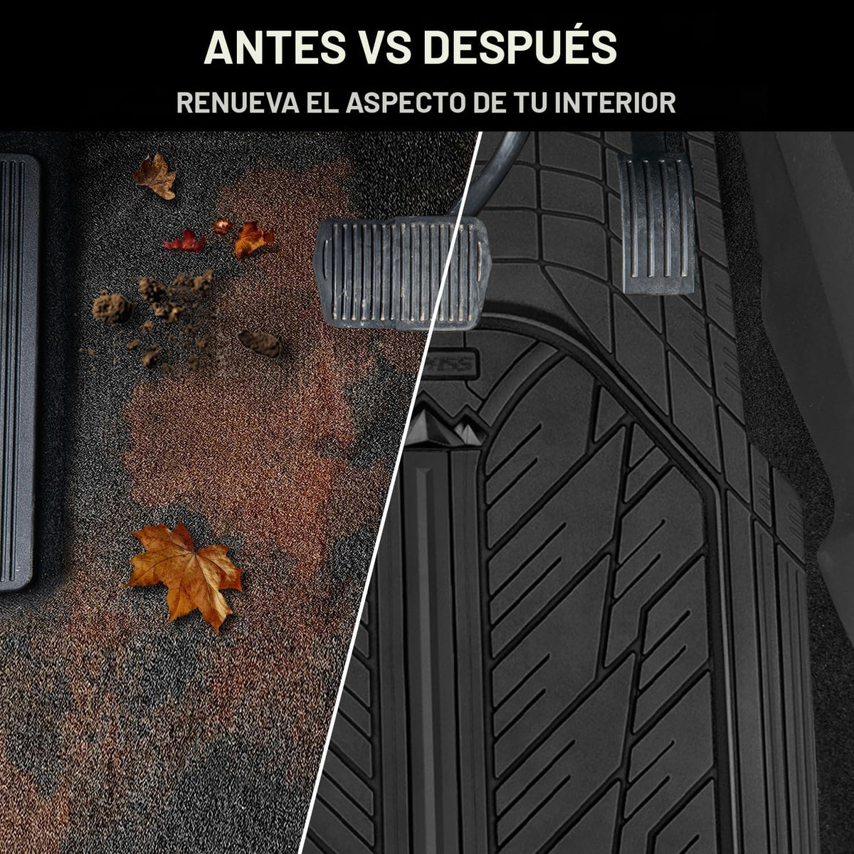 CAR PASS Tapetes de goma pesada para automóvil, tapetes impermeables profundos para automóvil para todo clima, tapetes universales recortables para automóvil SUV camión furgoneta, forros de piso