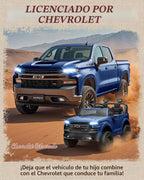 First Ride On Juguetes de 24 V y 2 plazas con licencia Chevrolet Silverado, vehículo eléctrico con control remoto y cinturones de seguridad, camión eléctrico con maletero, Bluetooth y luces LED (azul)