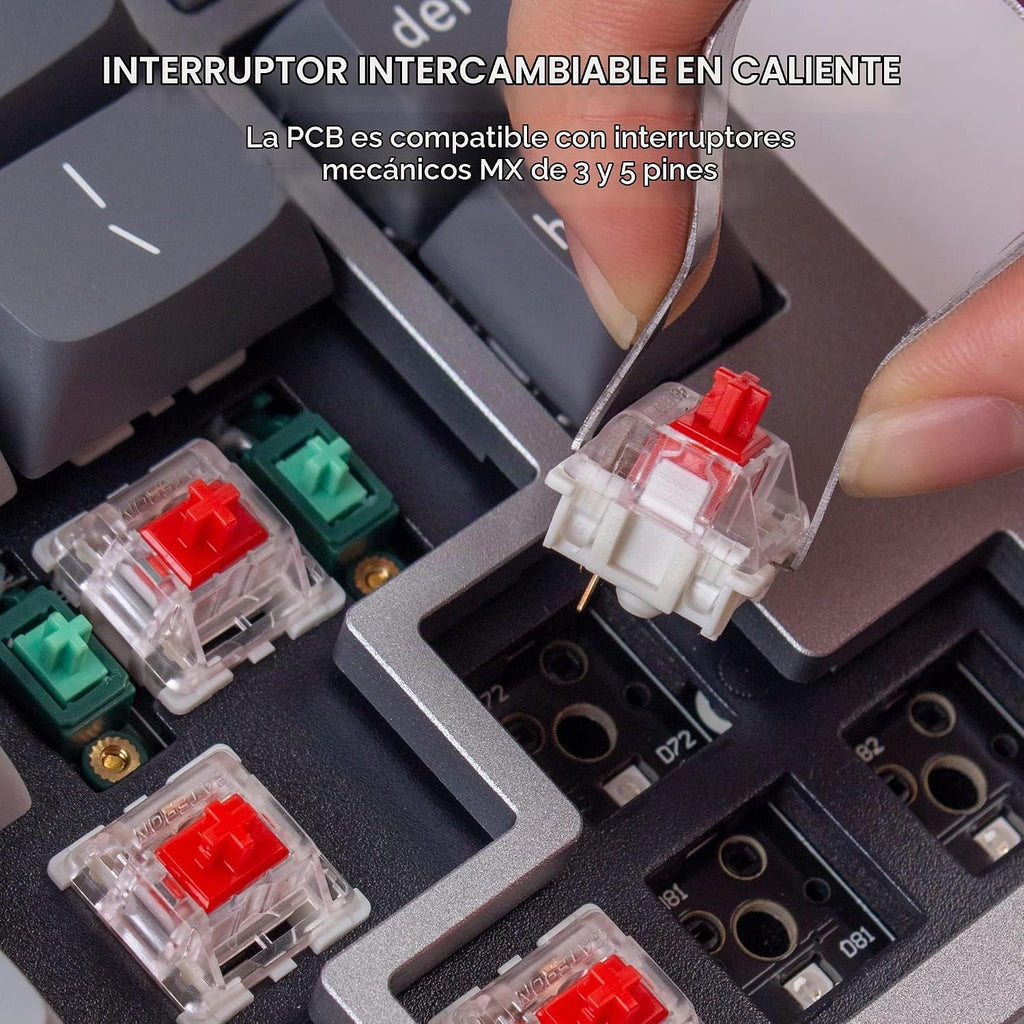 Keychron Q2 Teclado mecánico con cable al 65% con perilla y RGB – Interruptor rojo Gateron G Pro intercambiable en caliente, programable QMK/VIA, montaje de doble junta, cuerpo de aluminio para Mac