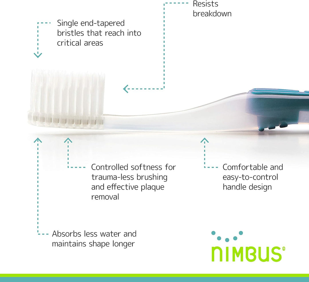 NIMBUS Cepillos de dientes extra suaves (cabeza compacta), cerdas c...