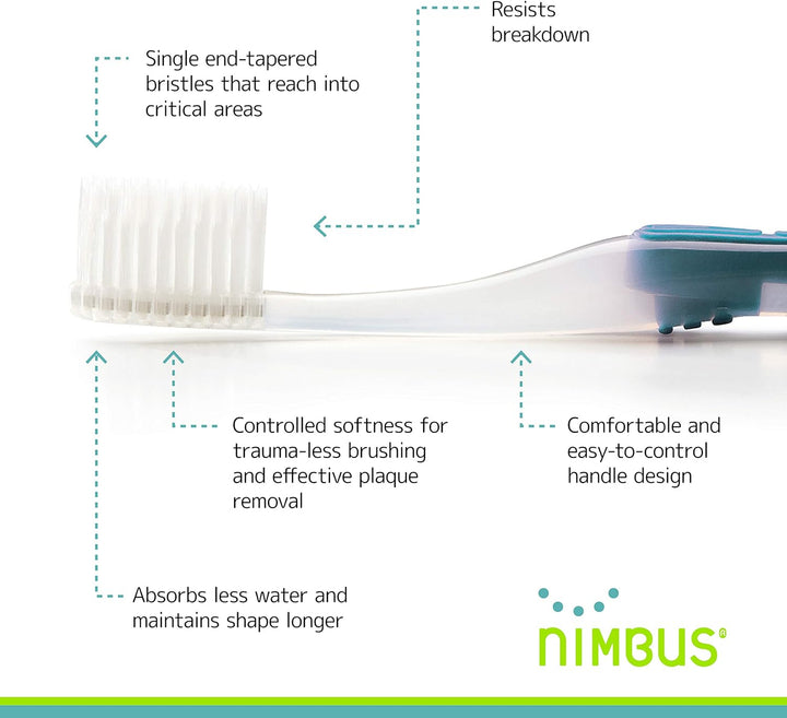 NIMBUS Cepillos de dientes extra suaves (cabeza compacta), cerdas c...