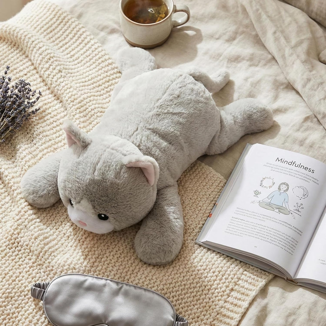 WEIGEDU Animal de Peluche de Gato con Peso con Ojos Bordados y Paqu...
