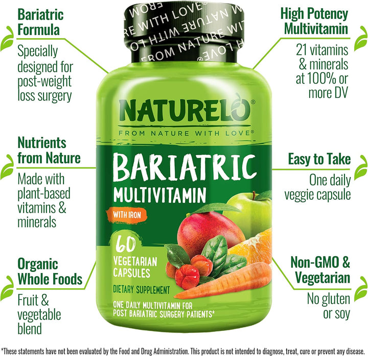 NATURELO Multivitamínico Bariátrico - Uno Diario con Hierro - Suple...