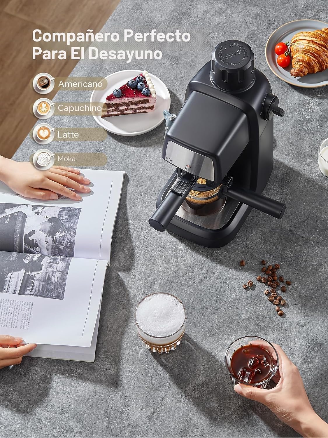 Máquina de café espresso Reemix de 3.5 bar, 800 W de tamaño compacto