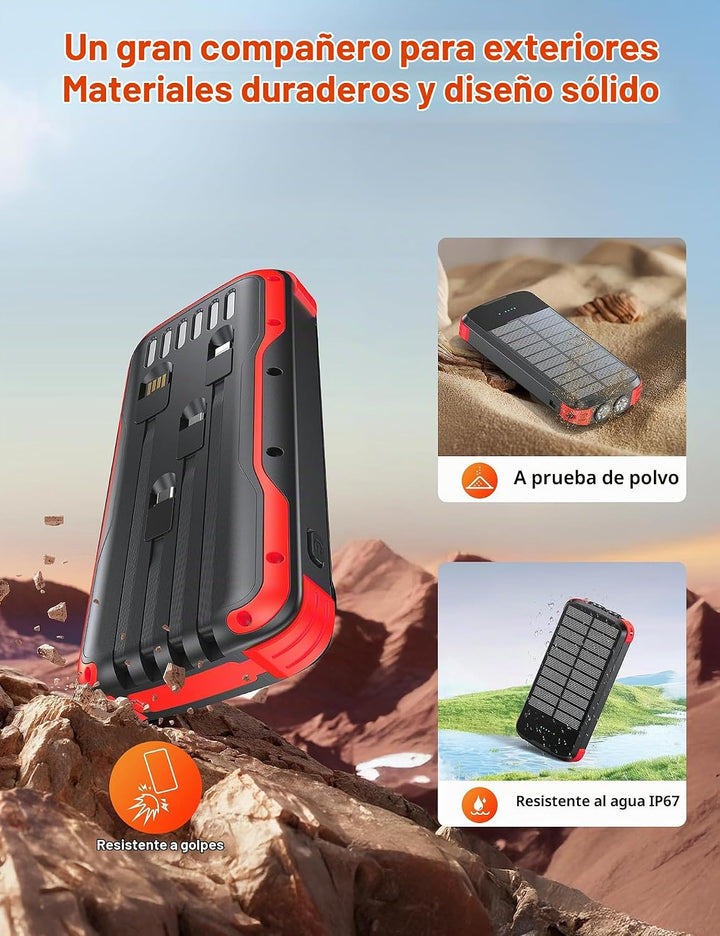 SOXONO Banco de energía con cargador solar, batería externa PD de c...