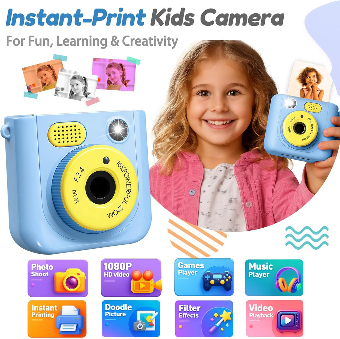ROHSCE Cámara de impresión instantánea para niños, cámara digital H...