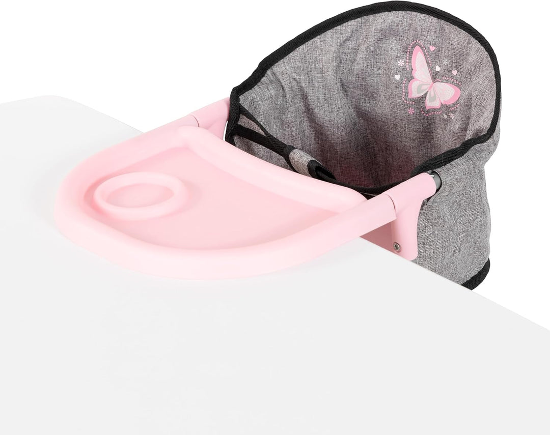 Bayer Diseño: asiento de mesa para muñecas - gris-rosa-mariposa - s...