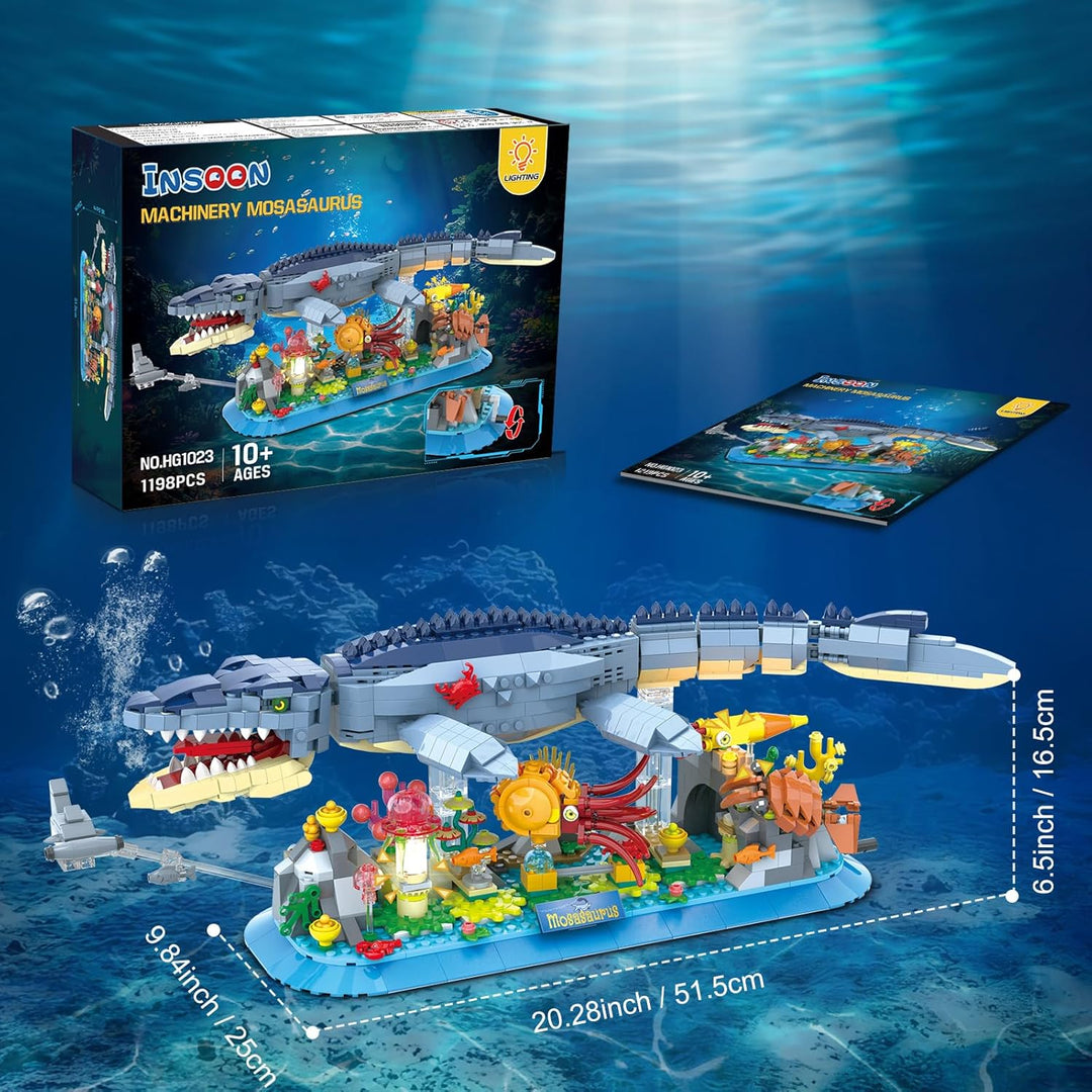 Mosasaurus - Juego de construcción con luz LED 1219 piezas