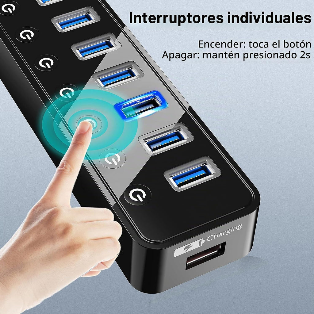 vantisan, BYX2-0504000-1, hub USB 3.0 de 7 puertos, alimentado, con puerto de carga inteligente, adaptador 5V/4A