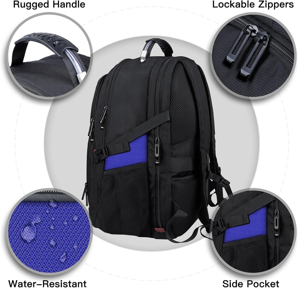 ANTERK Mochila extra grande, mochila de viaje, Azul oscuro, 17 pulgadas