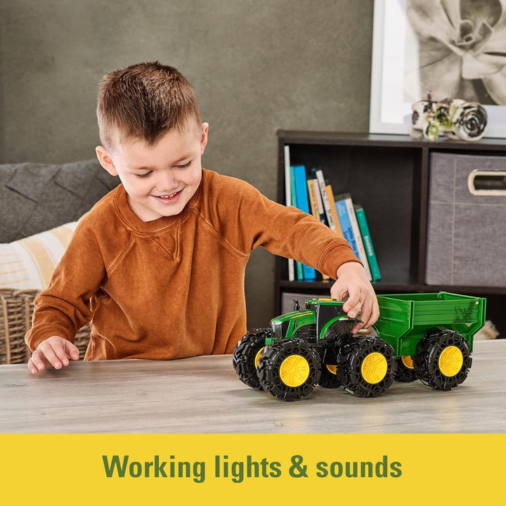 TOMY Monster Treads - John Deere Tractor Toy and Wagon -