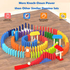 Migargle Juego de dominó de madera de 1200 piezas con 11 bloques de dominó adicionales y bolsa de almacenamiento, juego de carreras de dominó a granel para niños, juguete educativo con temática de dominó