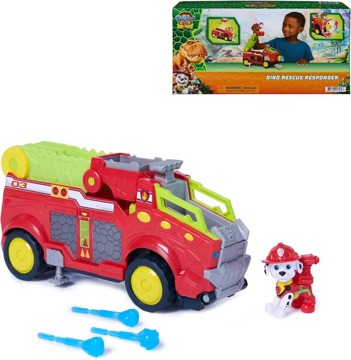 PAW Patrol: Dino Movie, Dino Rescue Responder, Firetruck Toy Car