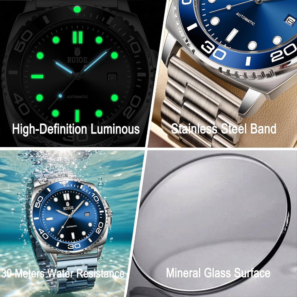 Nuevo reloj mecánico totalmente automático para hombre, calendario de acero inoxidable, bisel giratorio de moda, moda, luz nocturna, impermeable, A8-2