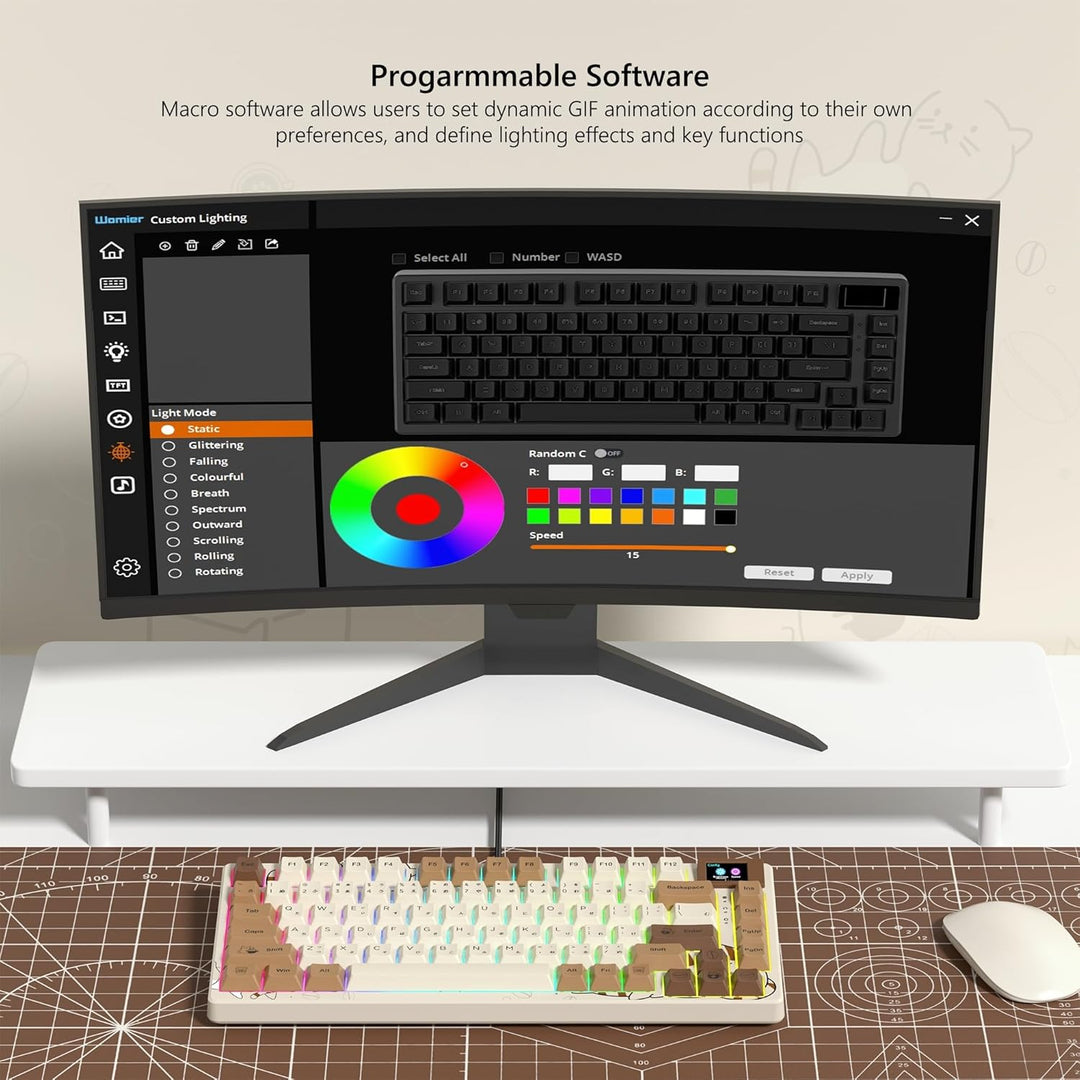 Womier SK80 Teclado Retro 75% con Pantalla Multimedia a Color, Tecl...