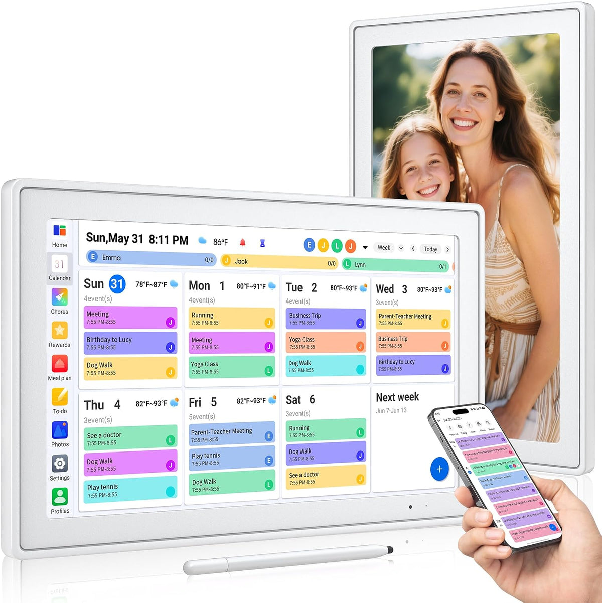 Calendario digital de 15.6 pulgadas, calendario de pared inteligente con