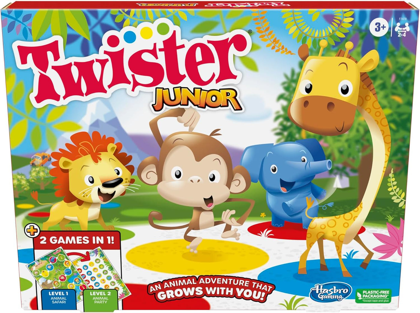 Hasbro Gaming Twister Junior Game Animal Adventure 2 caras