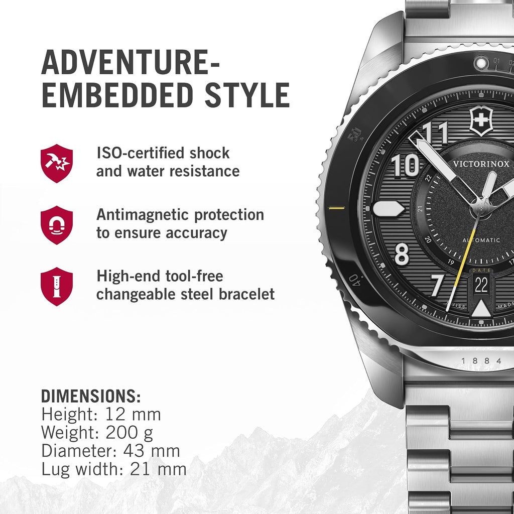 Victorinox Journey 1884 Reloj de 43mm Resistente al Agua con Cristal de Zafiro