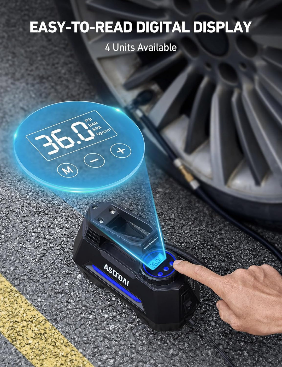 AstroAI - Inflador de neumáticos - Compresor de aire portátil para...