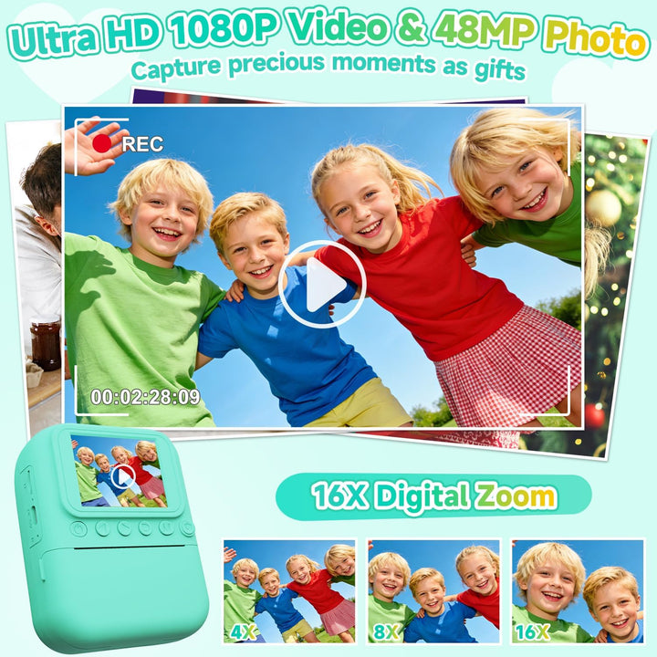 Cámara para niños con impresión instantánea para niños, juguetes de...