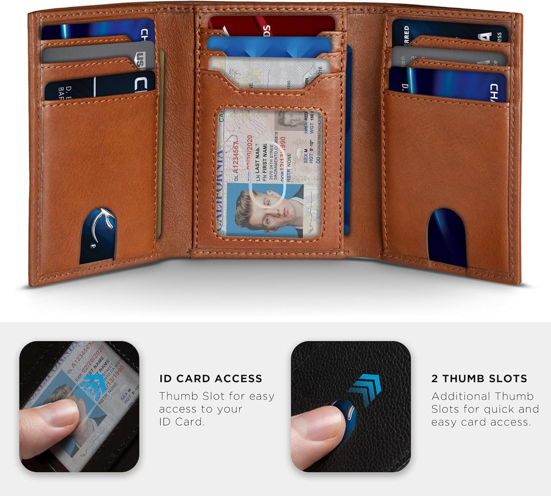 SERMAN BRANDS Billetera plegable para hombre con bloqueo RFID - Cue...